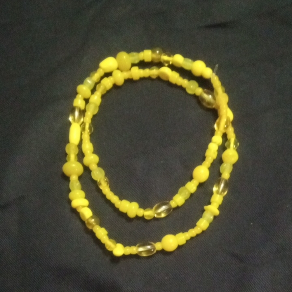 Sunny Yellow Beaded Necklace Hand Crafted